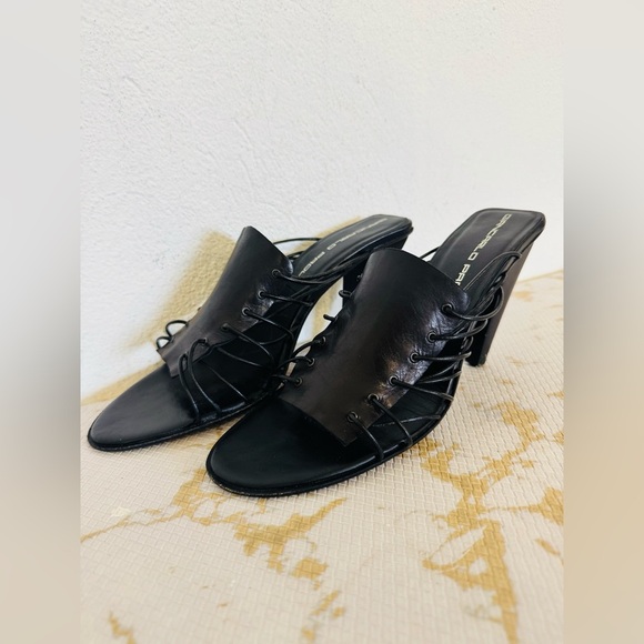 🔥🔥FINAL CLEARENCE🔥🔥 GIANCARLO PAOLI Black Leather Strap 90’s Heel Sandals EU36.5 - Picture 4 of 8